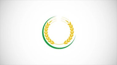 Buğday kulaklı İngiliz alfabesi E video animasyonu. Organik buğday tarımı logosu tasarımı. Tarım logosu görüntüleri
