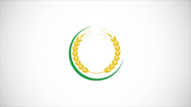 İngiliz alfabesi G ve buğday kulaklı çelenk video animasyonu. Organik buğday tarımı logosu tasarımı. Tarım logosu görüntüleri