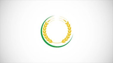 Buğday kulaklı İngiliz alfabesi M video animasyonu. Organik buğday tarımı logosu tasarımı. Tarım logosu görüntüleri