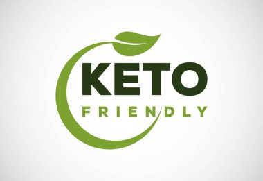 Keto dostu ikon. Keto dostu ve organik etiketler. Sağlıklı doğal ürün etiketi tasarım vektörü çizimi