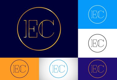 Baş harf E C Logo Tasarım Vektör Şablonu. Şirket İş Kimliği için Grafik Alfabesi Sembolü