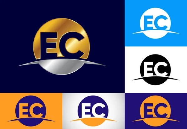 初始字母E C标志设计向量模板 企业企业身份的图形化字母符号 — 图库矢量图片