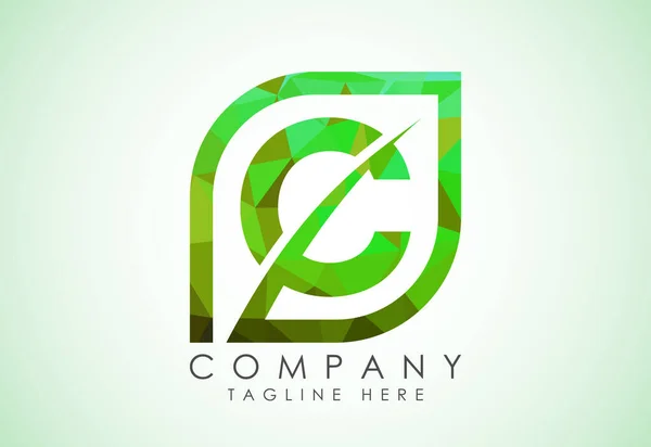 Alphabet Initial Avec Feuille Abstraite Concept Logo Écologique Faible Style — Image vectorielle