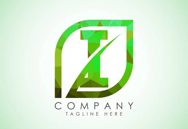 Initiale Alphabet Avec Feuille Abstraite Concept Logo Écologique Faible Style — Image vectorielle