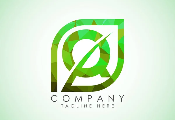 Alphabet Initial Avec Feuille Abstraite Concept Logo Écologique Faible Style — Image vectorielle