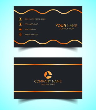 Çift taraflı Lüks, Modern ve Zarif İş Kartı Tasarım Şablonu. Vektör İllüstrasyonu