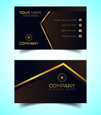 Çift taraflı Lüks, Modern ve Zarif İş Kartı Tasarım Şablonu. Vektör İllüstrasyonu