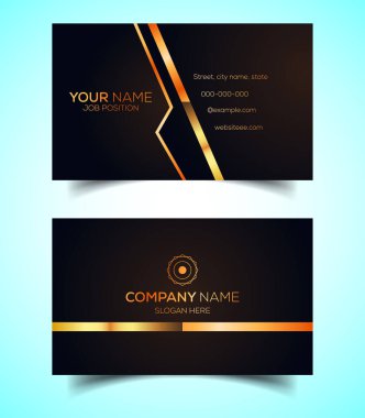 Çift taraflı Lüks, Modern ve Zarif İş Kartı Tasarım Şablonu. Vektör İllüstrasyonu
