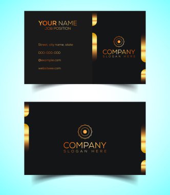 Çift taraflı Lüks, Modern ve Zarif İş Kartı Tasarım Şablonu. Vektör İllüstrasyonu