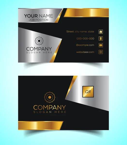 Kétoldalas Luxury Modern Elegáns Business Card Design Sablon Vektorillusztráció — Stock Vector