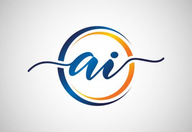 İlk harf yapay zeka modern logo tasarımı. Yapay zeka ikonu vektör illüstrasyonu
