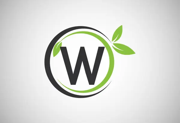 Engelskt Alfabet Med Gröna Blad Ekologisk Miljövänlig Logotyp Design Vektor — Stock vektor