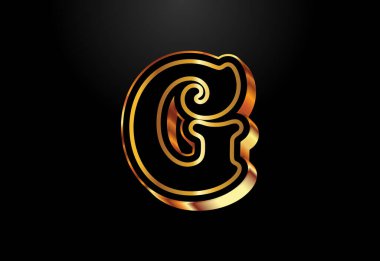 Altın ve siyah alfabe G. Zarif Altın Renk vektör çizimi