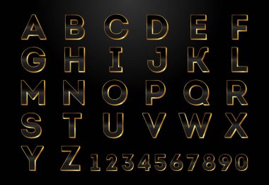 Altın ve siyah alfabe Z. Zarif Altın Renk Alfabesi vektör çizimi