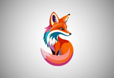 Modern tilki logosu tasarım şablonu çizimi. Orman hayvanı