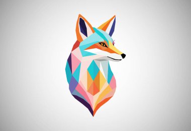 Geometrik tilki logosu tasarım vektör çizimi. Hayvan logosu