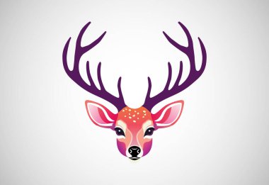 Geyik Renkli Logo. Geyik Başı Logo Tasarım Vektörü illüstrasyonu.