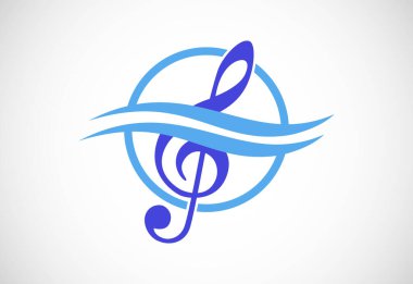 Deniz müzik dalgası logosu tasarım şablonu. Plaj partisi logosu