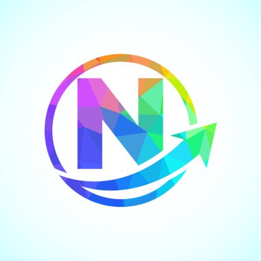 İlk alfabe N logo tasarımı okla birleştirilmiştir. Mali veya başarı logosu kavramı