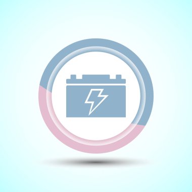 Power, Batarya Simgesi Tasarım İllüstrasyonu, Web ve mobil uygulama için Simge, Pastel Renk Düğmesi Tasarımı