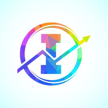 Okla birleştirilmiş ilk alfabe I logo tasarımı. Finansal ya da başarı logosu. Muhasebe işi ve şirket kimliği logosu