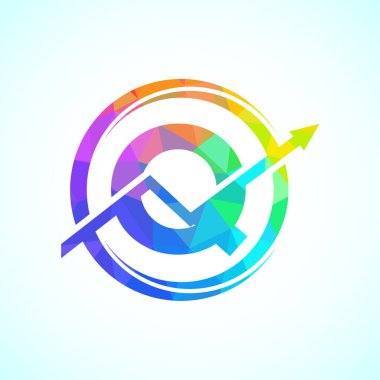Ok ile birleştirilmiş ilk alfabe Q logosu tasarımı. Finansal ya da başarı logosu. Muhasebe işi ve şirket kimliği logosu