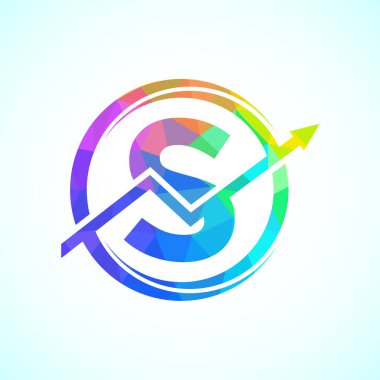İlk alfabe S logosu dizaynı okla birleştirildi. Finansal ya da başarı logosu. Muhasebe işi ve şirket kimliği logosu