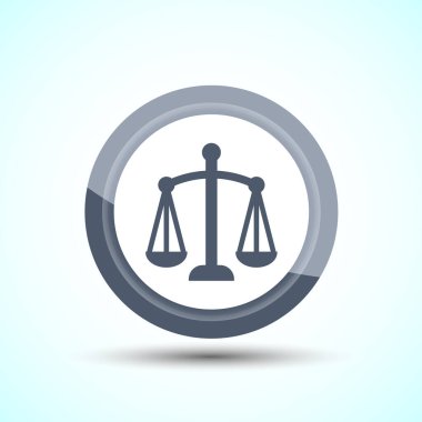 Adalet Ölçeklendirmesi Simge Tasarımı İllüstrasyon, Uygulamalar ve Web siteleri için Hukuki ve Adalet Hukuku Simgesi, Gri Renk Tasarımı