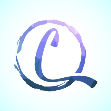 Düşük polyester alfabe C, El beyaz arkaplanda bir fırça çemberinde harf çizdi