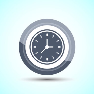 Saat Simgesi Tasarım İllüstrasyonu, Uygulamalar ve Web siteleri için İzleme Simgesi, Gri Renk Düğmesi Tasarımı