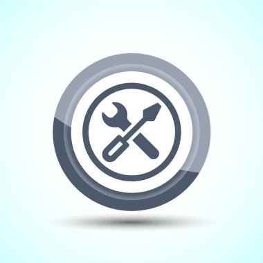 Uygulamalar ve Web siteleri için Servis Simgesi Tasarım, Bakım Araçları Simgesi, Gri Renk Düğmesi Tasarımı