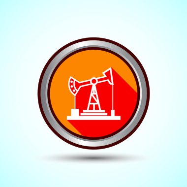 Petrol Pompası Simgesi Tasarım İllüstrasyonu, Uygulamalar ve Web siteleri için Sanayi Simgesi, Turuncu Gölge Düğmesi Tasarımı