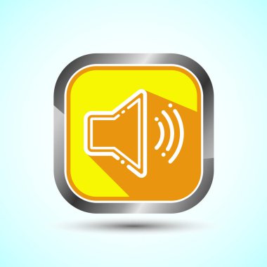 Cilt Simgesi Tasarım İllüstrasyonu, Uygulamalar ve Web siteleri için Ses Simgesi, Sarı Gölge Düğmesi Tasarımı