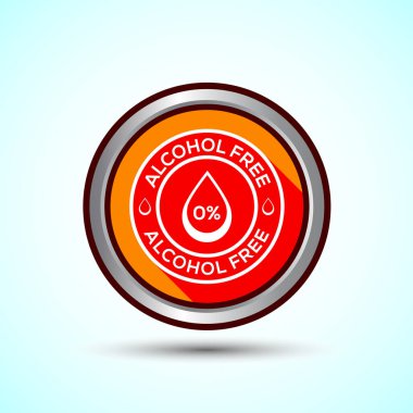 Alcohol Free Icon Design Illustration, No Alcohol Sign, Orange Shadow Button Design clipart