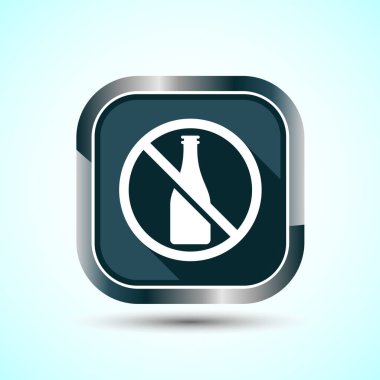 Alkolsüz Simge Tasarımı İllüstrasyonu, Alkol İşareti Yok, Gri Gölge Düğmesi Tasarımı