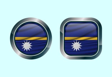 Nauru 'nun parlak bayrak düğmesi, yüksek kaliteli web düğmesi tasarımı