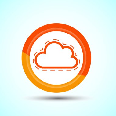 Bulut Simgesi Tasarım İllüstrasyonu, Hava Simgesi İşareti, Turuncu Renk Düğmesi Tasarımı