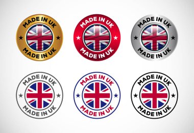 Birleşik Krallık 'ta bayraklı etiket simgesi. İş, rozet, mühür, çıkartma, logo ve sembol için simge ayarlandı