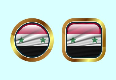 Suriye 'nin parlak bayrak düğmesi, yüksek kaliteli web düğmesi tasarımı