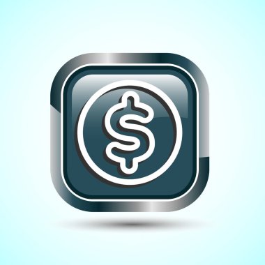 Dolar simgesi tasarımı illüstrasyonu, finansal uygulamalar ve web siteleri için para simgesi işareti, Gri Renk Kare Tasarım