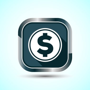 Dolar simgesi tasarımı illüstrasyonu, finansal uygulamalar ve web siteleri için para simgesi işareti, Gri Gölge Tasarımı