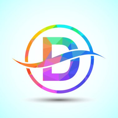 Dalgalanma ya da okyanus dalgası logosu dizaynlı İngiliz alfabesi D. Şirket iş kimliği için grafiksel alfabe sembolü