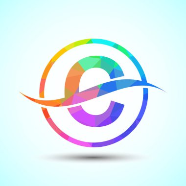 Dalgalanma ya da okyanus dalgası logosu dizaynlı İngiliz alfabesi C. Şirket iş kimliği için grafiksel alfabe sembolü