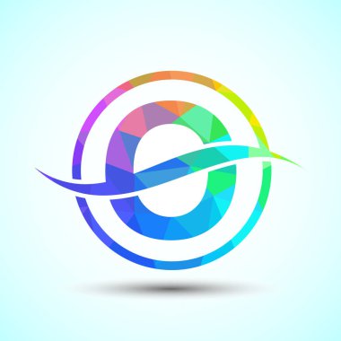 İngiliz alfabesi O, swoosh ya da okyanus dalgası logosu dizaynlı. Şirket iş kimliği için grafiksel alfabe sembolü