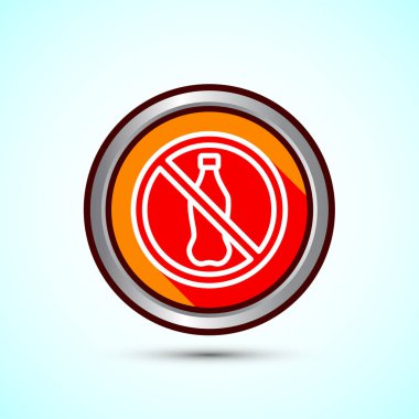 Plastik ücretsiz simge tasarımı illüstrasyonu, plastik ürün işareti yok, Turuncu Gölge Düğmesi Tasarımı