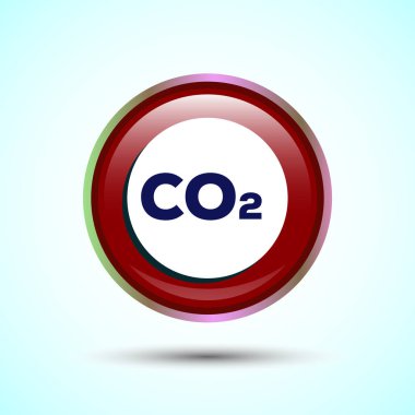 Karbondioksit tasarım illüstrasyonu, CO2 gaz ikonunu azalt, Kırmızı Renkli Yuvarlak Düğme Tasarımı