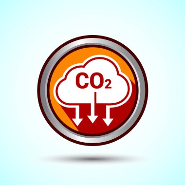 Karbondioksit tasarım illüstrasyonu, CO2 gaz ikonunu azalt, Orange Shadow Button Design