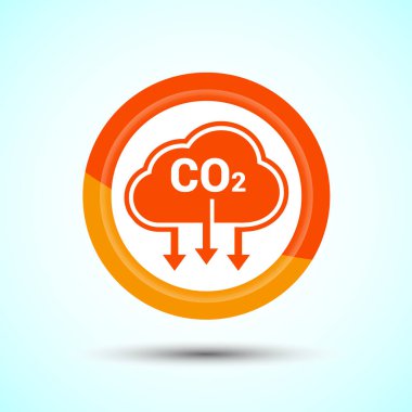 Karbon dioksit tasarım illüstrasyonu, CO2 gaz ikonunu azalt, Turuncu Renk Düğmesi Tasarımı