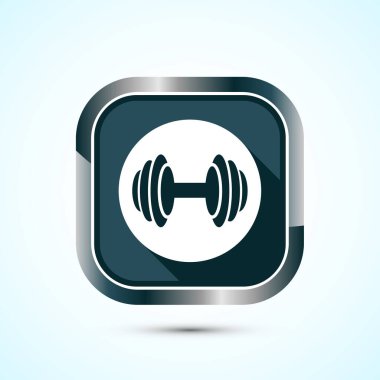 Spor salonu, egzersiz, halter için ikon tasarımı. Gri Gölge Düğmesi Tasarımı