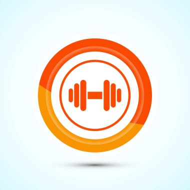 Spor salonu, egzersiz, halter için ikon tasarımı. Turuncu Renk Düğmesi Tasarımı